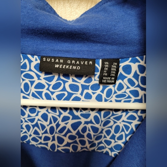 Susan Graver Blue Quarter-Zip Pullover - Picture 3 of 4